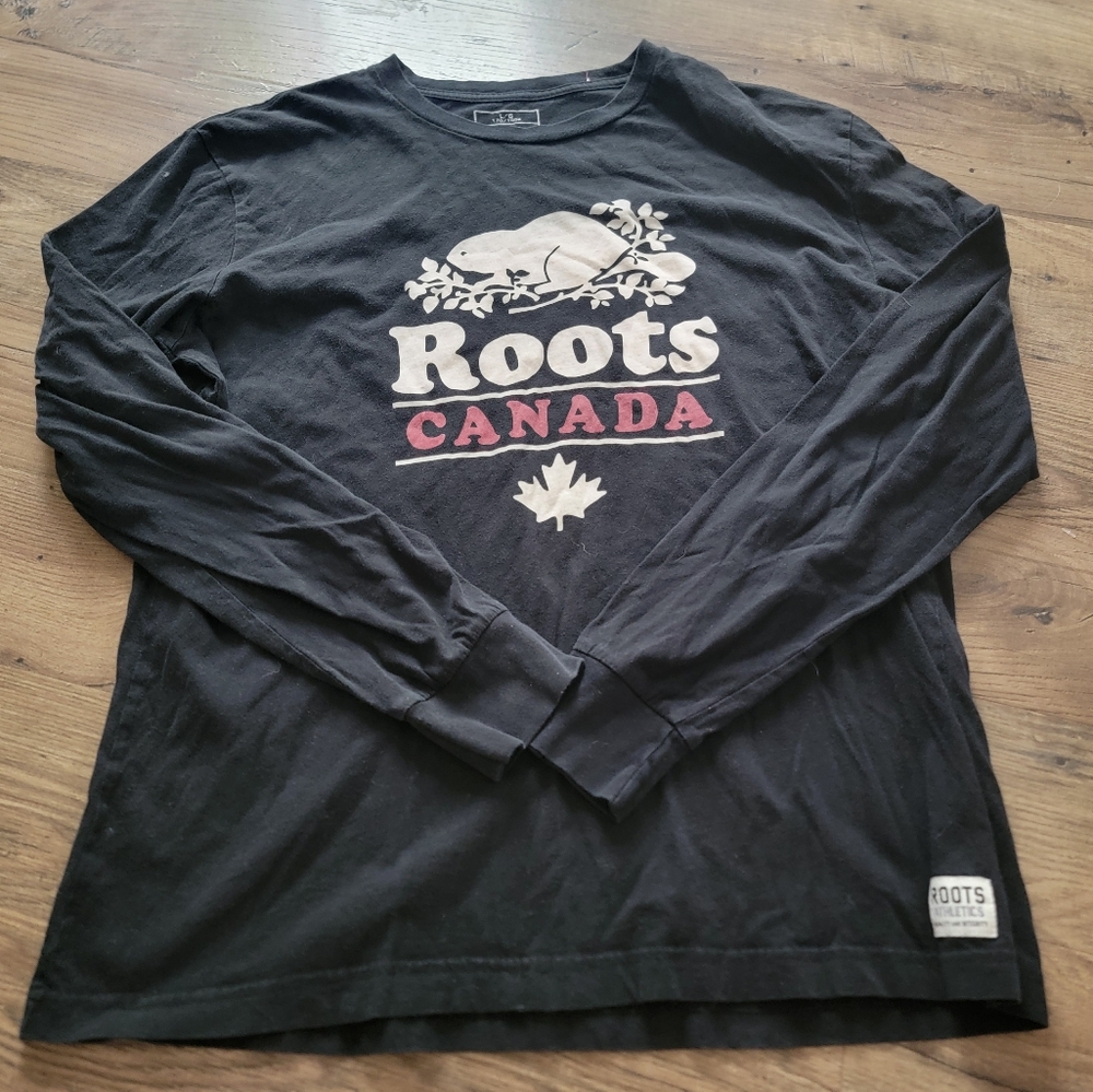 Roots Canada Black Long Sleeve Shirt Size Large